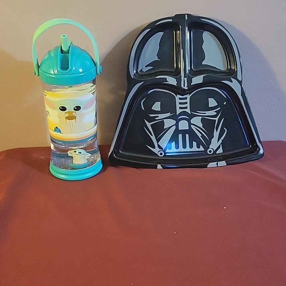 Star Wars The Child Drink Bottle-Grogu Baby Yoda & Darth Vader Plate